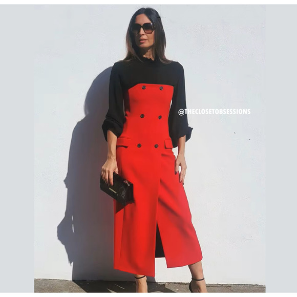 ZARA BLOGGER FAVE!!! Midi Dress with Front Slit NWT - Picture 9 of 16